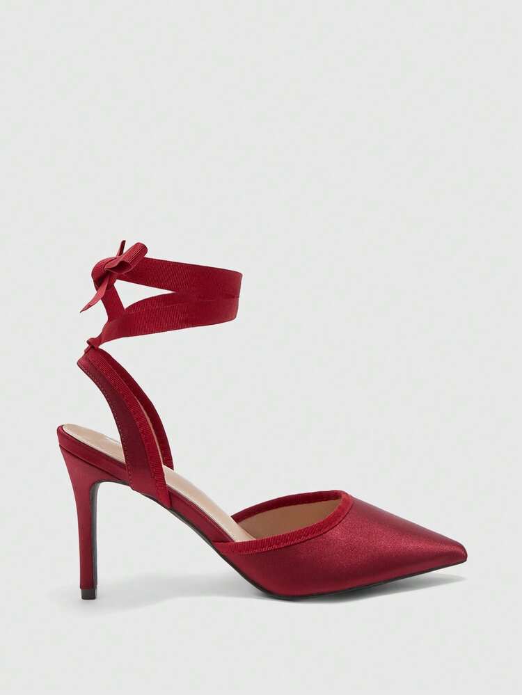 CUCCOO SZL Women's Elegant Pointed Toe Lace-Up Pumps, Suitable For Commuting For Christmas