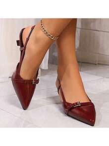 Sandalias Baotou: tacones de aguja franceses, diseñados exclusivamente para la mujer elegante. Tacones de aguja finos combinados con vestidos. Tacones de aguja con hebilla, tacones de aguja abiertos por delante, diseñados específicamente para mujeres. - Burdeos - Ver 4