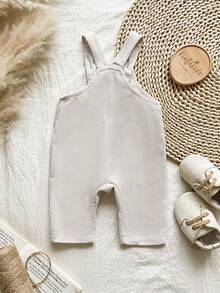 Vintaside Kids 新生儿连体衣，灯芯绒面料，乡村风格，时尚百搭，休闲可爱，男女皆宜，适合新生儿，春、秋、冬三季穿着。 - 杏色 - 查看 2