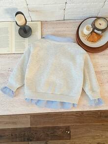 Pixure Young Kid Casual Versatile Commuting School Style Loose Fit Sweatshirt With Shirt Collar,Casual And Stylish, Suitable For Autumn And Winter Wear,Kids' Sweatshirt - Multicolor - View 3