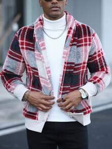 Manfinity CasualCool جاكيت كاجوال للرجال ذات طبعة مبيعات رائجة. مناسبة للارتداء اليومي، جاكيت رجالية مناسبة لعيد الميلاد، رأس السنة، الحفلات، العشاء، جاكيت شتوية دافئة للمدينة بطبعة مربعات ملونة بأكمام طويلة بطراز أمريكي، هدية للأصدقاء والأزواج والأحباء - متعدد الألوان - مشاهدة 3