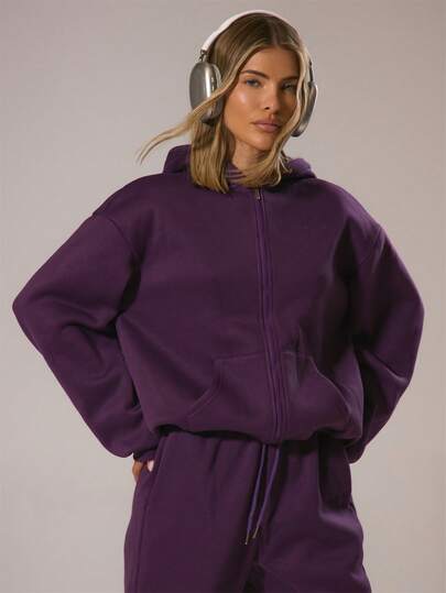 Musera Sport Sport Oversized Zip Through Hoodie Tracksuit Top Only Winter Active Sport Gym Workout Lounge Padel Fitness