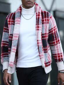 Manfinity CasualCool جاكيت كاجوال للرجال ذات طبعة مبيعات رائجة. مناسبة للارتداء اليومي، جاكيت رجالية مناسبة لعيد الميلاد، رأس السنة، الحفلات، العشاء، جاكيت شتوية دافئة للمدينة بطبعة مربعات ملونة بأكمام طويلة بطراز أمريكي، هدية للأصدقاء والأزواج والأحباء - متعدد الألوان - مشاهدة 6