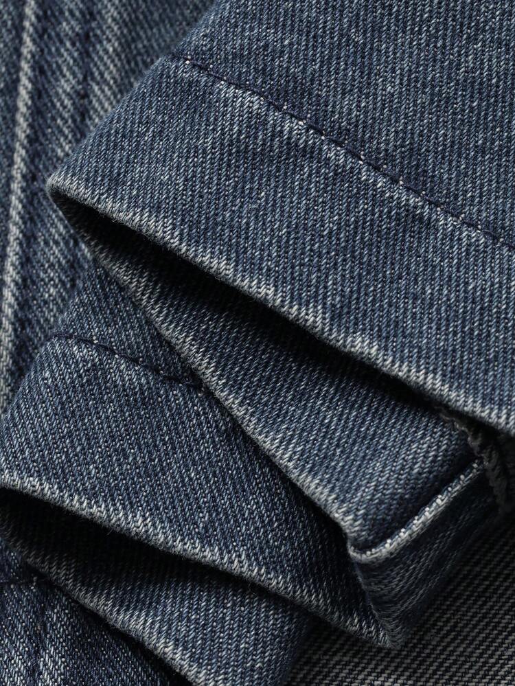 Women's Collared Cinched Waist Waist Decor Long Casual Denim Dress