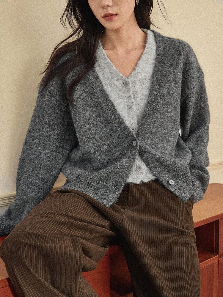 Women's Casual Solid Color Cardigan, Versatile For Autumn/Winter