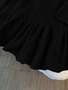 Franclia 新款秋冬法式束腰鱼尾针织连衣裙 - 黑色 - 查看 8