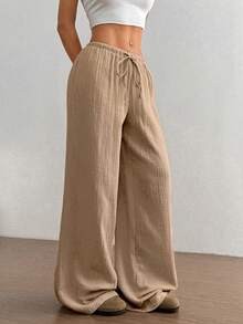 Flirla Women Casual Straight Leg Low-Rise Cotton Pants Fall Cloth For Women - Khaki - View 6