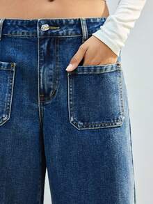 Maija Jeans casual da donna a gamba dritta, lavati, adatti per pendolarismo, lavoro, abbigliamento casual, eleganti per l'estate, San Valentino, feste, vacanze - Blu lavato medio - Visualizzare 4
