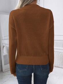 EMERY ROSE Áo len trễ vai buộc dây thường ngày cho nữ, Thu/Đông - Đỏ - Xem 2