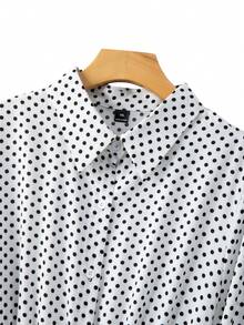 GlowEve CURVE 大码秋季休闲优雅收腰复古波点长袖连衣裙 - 黑與白 - 查看 8