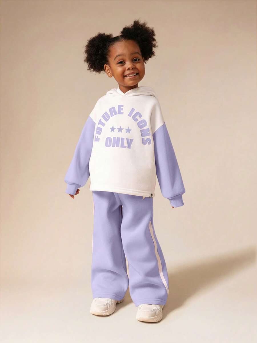 Bộ đồ thể thao SUMWON cỡ lớn in hình biểu tượng tương lai gồm áo hoodie và quần ống rộng, thích hợp cho trẻ em mặc thường ngày hoặc đi nghỉ mát. - Nhiều màu - Xem 1