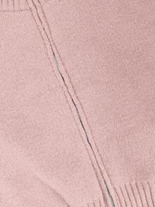 Franclia 女士优雅纯色罗纹高领修身长袖拉链上衣搭配弹力腰显瘦喇叭腿针织衫两件套，冬季 - 粉色 - 查看 4