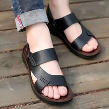 Sandalias planas de suela blanda para hombre, ideales para salidas informales y la playa. Con suela gruesa, duradera y antideslizante. Sandalias para hombre. - Negro - Ver 3