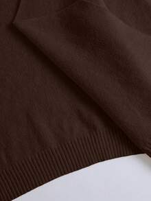 Franclia 2pcs/Set Women Casual Loose Fashion Elegant Commuting High-Quality Knitted Sweater Set, Autumn/Winter - Chocolate Brown - View 4