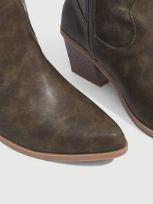 Daringsoles Giày bốt cao gót mũi nhọn kiểu Tây cho nữ, giày bốt cưỡi ngựa cao đến đầu gối thêu da lộn cho mùa thu/đông - Xám - Xem 8