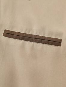 PAVTROS Men's Contrast Color Collar Long Sleeve Zip Front Casual Shirt Mens Cropped Jacket Mens Turn-Down Collar Short Sleeve Jacket Mens Zip Up Shirt Mens Short Jacket Mens Collared Shirts - Khaki - View 8