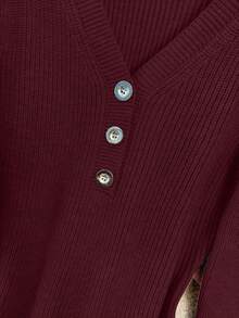 Franclia 新款秋冬法式束腰鱼尾针织连衣裙 - 酒紅色 - 查看 5