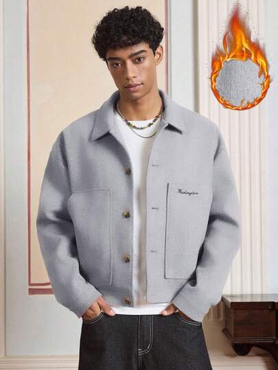 SWAVVY Men's Fashionable Versatile Solid Color Jacket