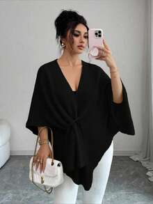 Franclia New Autumn/Winter Casual Elegant Personalized Shawl Collar Women Cardigan Sweater - Black - View 5
