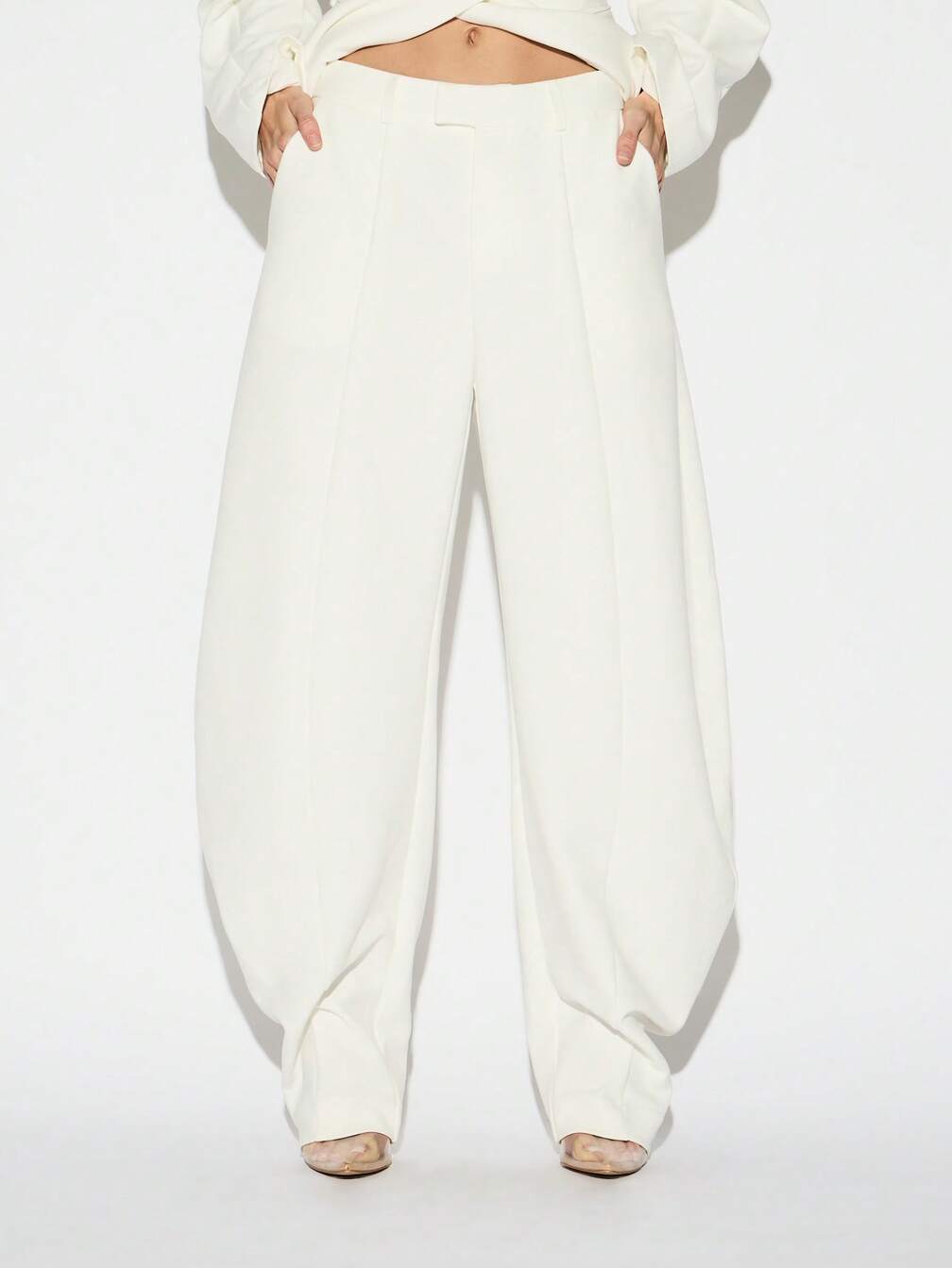 winter white wide leg dress pants KIZN High Waisted Balloon Trousers Tailored Office Professional Workwear Palazzo Style Business Formal Bottoms Fall ｜MISSGUIDED Stretch Women Clothing #beaded&Sequins Buy Olive Green Jersey Color:BLACK GUNMETAL
