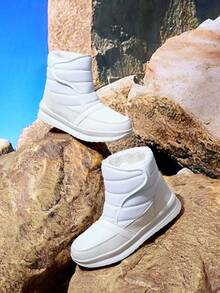 OUTDOORSY Giày bốt đi tuyết bằng vải nỉ đa năng dành cho nữ, mặc hàng ngày - trắng - Xem 2