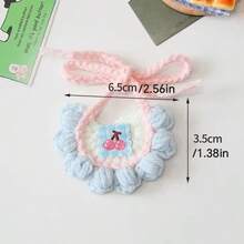 PETSIN 1pc Soft Breathable Skin Friendly Washable Adjustable Handmade Knitted Pet Collar Plaid Floral Cartoon Cherry Embroidered Bow Decor Macaron Morandi Color Cat Necklace Small Dog Scarf Bib Bandana Accessories For Christmas Pet Birthday Pet Owners Dog Cat Lovers Daily Wear Outdoor Walking Family Gatherings Photo Shooting Spring Summer Autumn Pet Fashion Handmade Pet Accessories Dog Jewelry Cat Collar Small Dog Accessories - Multicolor - View 6