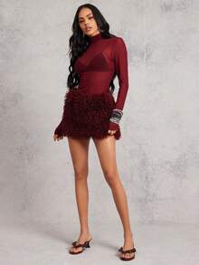 SHUZIA 女士爱心装饰日常女性派对可爱性感套脚高跟人字拖凉鞋 - 酒紅色 - 查看 7