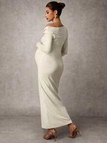 MaterniChic Maternity Clothes Maternity  Dress Spring And Summer Pregnant Clothes Apricot Dress There Are Bullets Elegant Party - Apricot - View 2