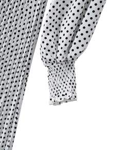 GlowEve CURVE 大码秋季休闲优雅收腰复古波点长袖连衣裙 - 黑與白 - 查看 3