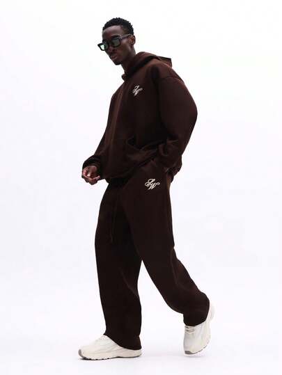 SUMWON Conjunto de sudadera con capucha y pantalones de chándal oversize con bolsillo central y capucha con cordón, ropa de estar en casa casual de invierno