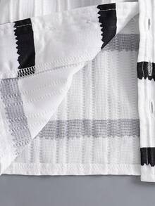 Bộ đồ mùa hè thường ngày 2 món cho bé trai/trẻ sơ sinh và trẻ mới biết đi 6 tháng-3 tuổi, áo sơ mi cổ sọc đen trắng và quần short in chữ trắng, chất liệu vải dệt jacquard, mềm mại và thoải mái, thích hợp cho các hoạt động vui chơi ngoài trời hàng ngày, đi học, đi nghỉ, giải trí gia đình, thể thao và tụ tập, bộ đồ ngày lễ thường ngày, thích hợp cho mùa hè - Đen và trắng - Xem 6