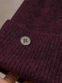 Franclia 女士纯色简约日常穿搭圆领长袖上衣和针织衫两件套 - 酒紅色 - 查看 6