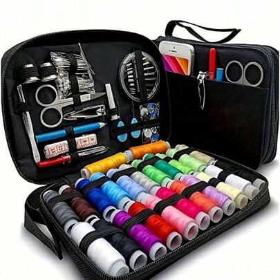 95 Bộ dụng cụ may vá (Màu ngẫu nhiên) - Bộ dụng cụ và phụ kiện may vá toàn diện, bao gồm 24 màu chỉ, kim, kéo, cúc, thước dây, dụng cụ tháo đường may, v.v. - Lý tưởng cho việc sửa chữa nhỏ, sửa chữa khẩn cấp, may vá, đồ thủ công DIY - Hộp đựng đồ may vá du lịch di động, thích hợp sử dụng tại nhà, ngoài trời và khi di chuyển