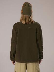 Musera Sport Áo khoác thể thao dáng rộng, thêu họa tiết, khóa kéo, chất liệu nỉ, thích hợp cho tập luyện mùa đông, thể dục, tập gym, thám hiểm. - xanh quân đội - Xem 2