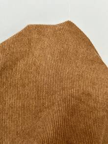 Flirla 女式休闲时尚灯芯绒高开叉宽松直腿及地长裤，秋冬款 - 卡其色 - 查看 4