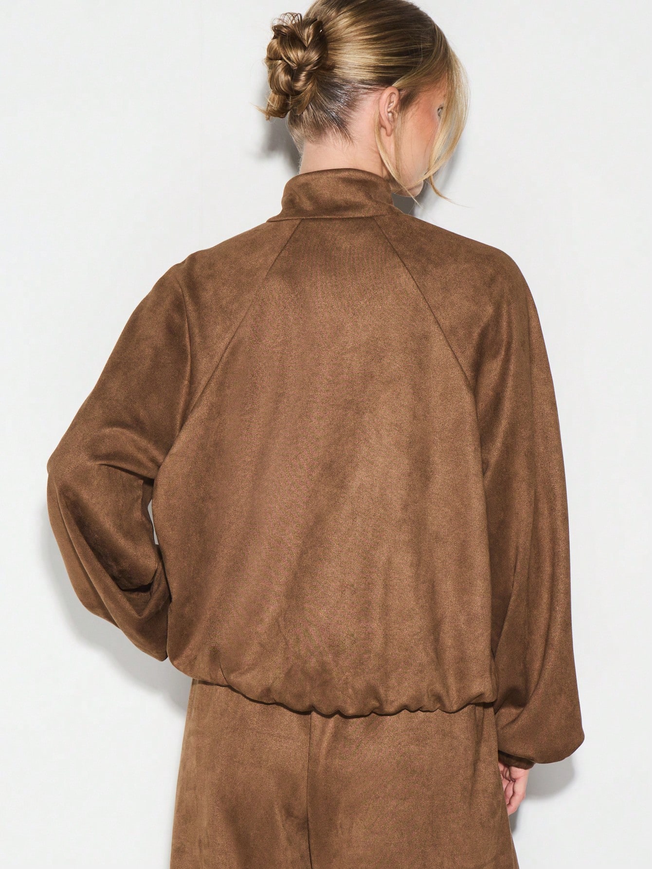 KIZN Suede Funnel Collar Zip Jacket