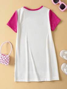 SHEIN Felix The Cat Young Girl Summer Cartoon Pattern Cute & Colorful Short Sleeve Dress - Multicolor - View 2