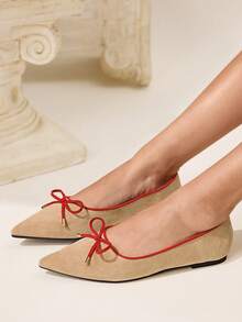 CUCCOO CHICEST Giày bệt mũi nhọn họa tiết bướm thanh lịch dành cho nữ - Màu be - Xem 4