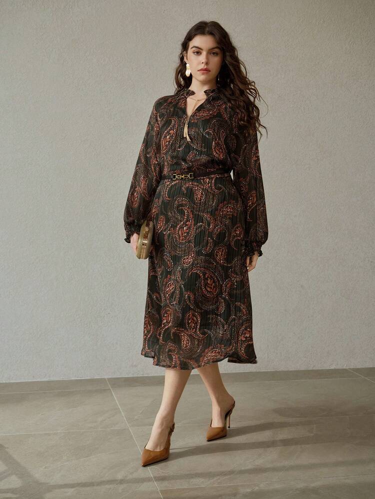 AUTUMN/WINTER BOHEMIAN CHIC PAISLEY PRINT LONG SLEEVE DRESS