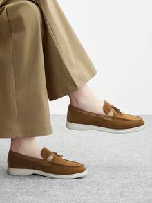 CUCCOO BIZCHIC Sepatu Loafer Kasual Nyaman Berbahan Suede Warna Cokelat Muda untuk Wanita, Cocok untuk Bepergian, Aktivitas Luar Ruangan, Belanja, Kerja, dan Pemakaian Sehari-hari untuk Natal. - Unta - View 2