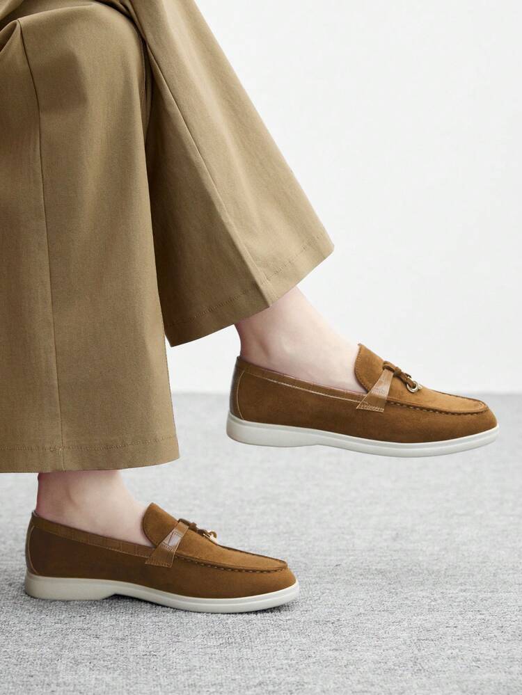 CUCCOO BIZCHIC Women's Fashionable Camel Suede Comfortable Casual Loafers, Suitable For Commuting, Outdoor, Shopping, Work, Daily Wear For Christmas