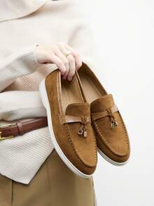 CUCCOO BIZCHIC Sepatu Loafer Kasual Nyaman Berbahan Suede Warna Cokelat Muda untuk Wanita, Cocok untuk Bepergian, Aktivitas Luar Ruangan, Belanja, Kerja, dan Pemakaian Sehari-hari untuk Natal. - Unta - View 5