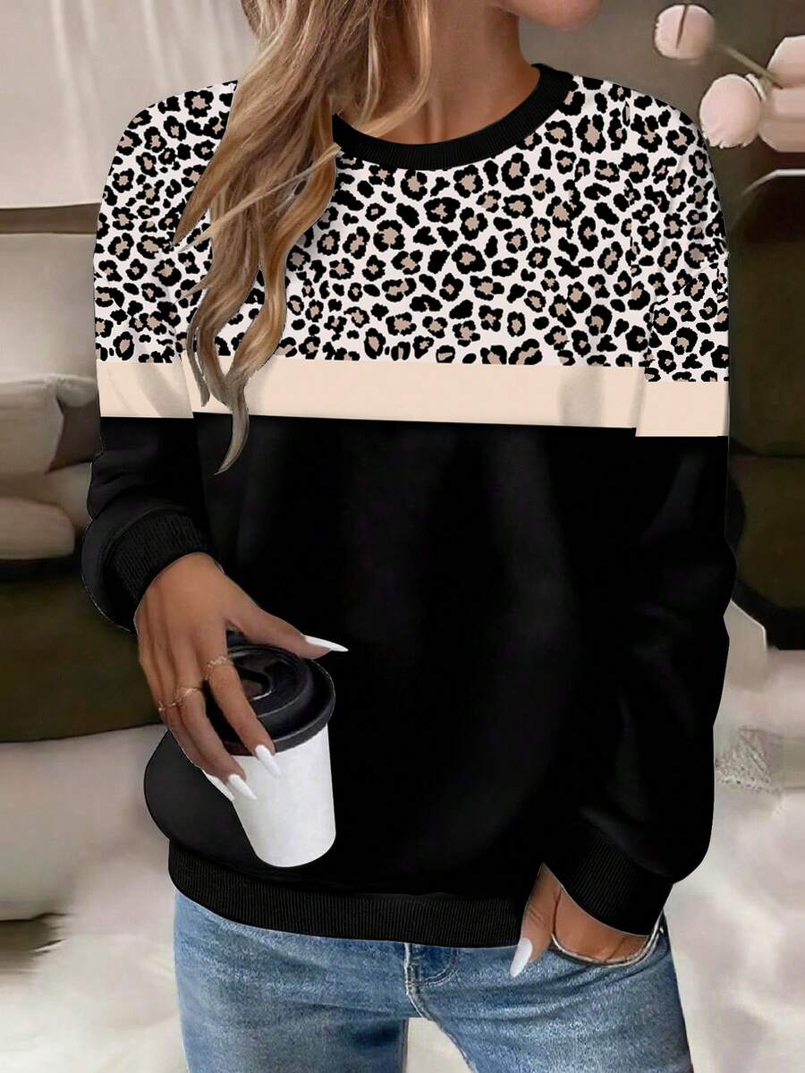 EMERY ROSE Printed Fashionable Bestselling Women's Drop Shoulder Crew Neck Sweatshirt - Multicolor - View 1