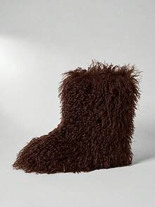 SHUZIA Damen windabweisende, pelzige und warme Plateau-Schneestiefel - Beige - Übersicht 6