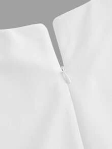 SHEIN MOD Váy không tay xếp ly cổ chữ V màu trơn cho nữ, Váy mùa thu, Trang phục tiệc độc thân, Váy cưới cho nữ, Váy dạ hội, Váy dạ hội, Váy dự tiệc cưới mùa thu, Váy dài màu trắng - trắng - Xem 4