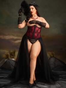 PinupPomp 1 miếng lót ren eo cỡ lớn cho nữ - màu đen - Xem 6