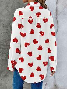 EMERY ROSE Áo kiểu nữ hình trái tim cho ngày Valentine, áo kiểu dễ thương cho nữ, áo kiểu Nữ hoàng trái tim, áo kiểu dâu tây, áo kiểu và áo sơ mi nữ, áo hình trái tim. - Nhiều màu - Xem 3