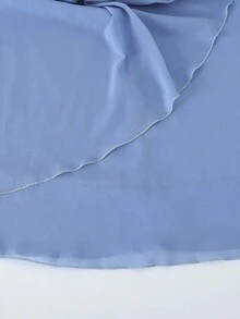 少女款，优雅蓝色吊带露肩雪纺长裙，适合晚宴、派对、圣诞节、万圣节、婚礼、舞会、毕业典礼、返校季及其他场合。 - 藍色 - 查看 6