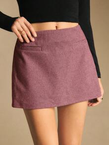 Poéselle Women's Houndstooth Fashionable Versatile Skorts,Red Skirt - Burgundy - View 7