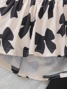 Elladie kids 2件套女童爱心印花荷叶边长袖T恤和打底裤，春秋季 - 彩色 - 查看 7